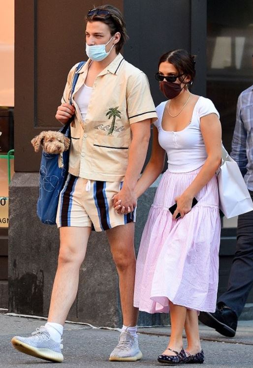 Millie Bobby Brown and Jake Bongiovi walking on the street of NYC