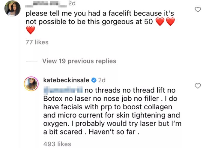 Kate's Instagram reply on comment